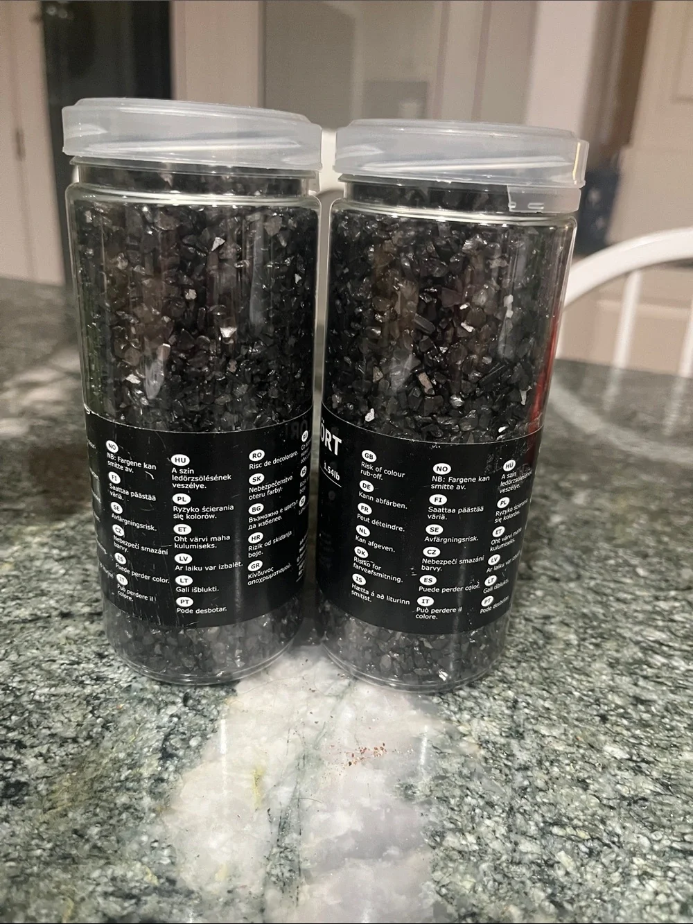 IKEA black decorative gravel jars